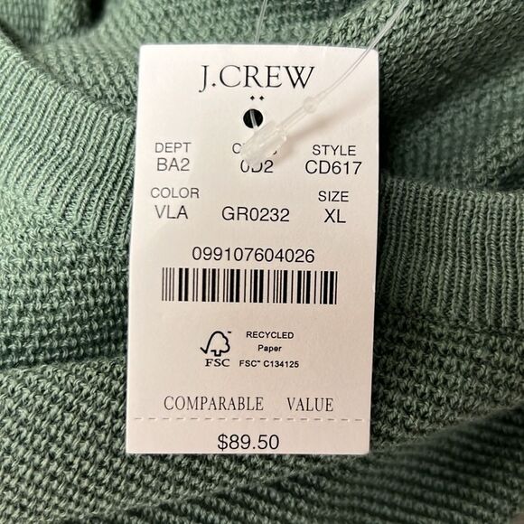J. Crew Factory CD617 Seed-stitch green long sleeve sweater NWT size XL - Picture 7 of 10